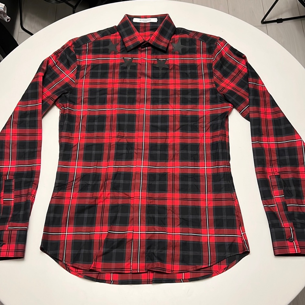 Givenchy Star Print Plaid Button Down *Like New* … - image 1